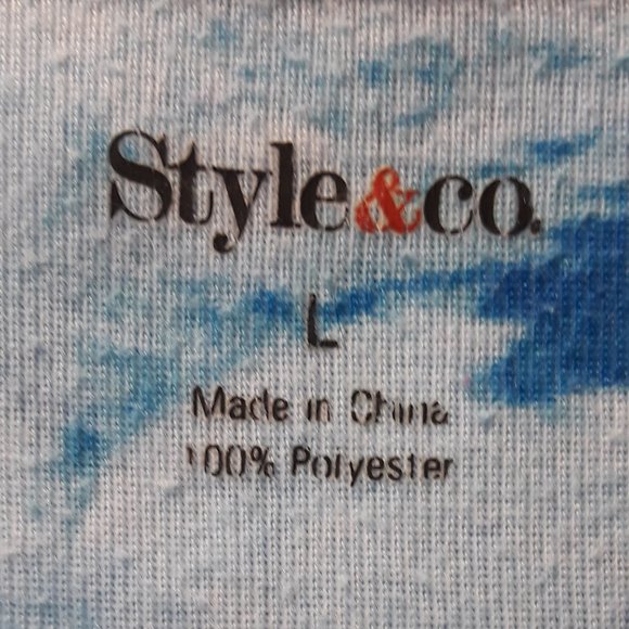 Style & Co L Blue Embellished Scoop Neck Top - Picture 5 of 5